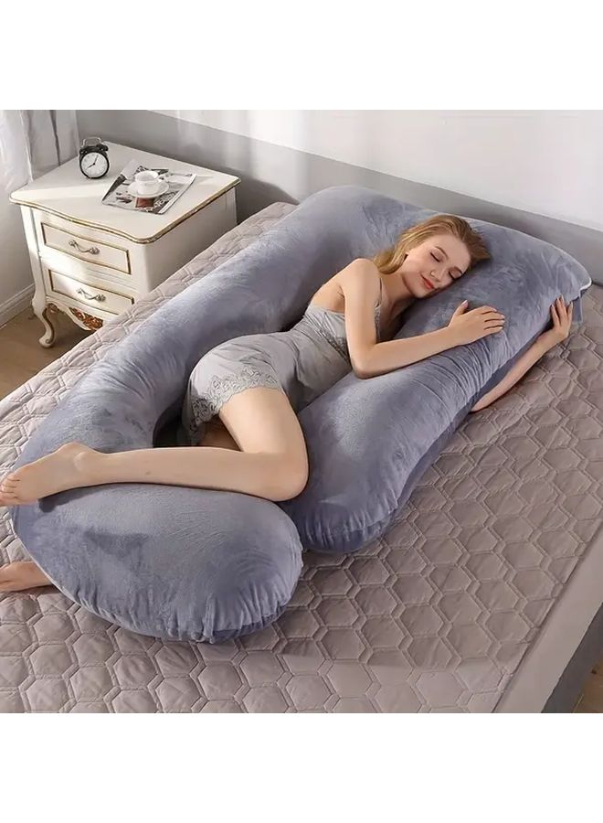 BATTOP 57 Inch Grey Pregnancy Pillow Full Body Maternity Support Removable Washable Cover - Image 2